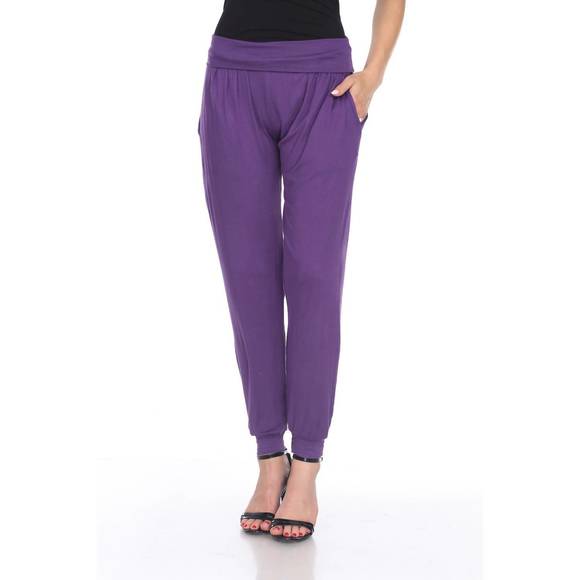 NEW WHITE MARK women's harem pants in purple - Picture 1 of 3